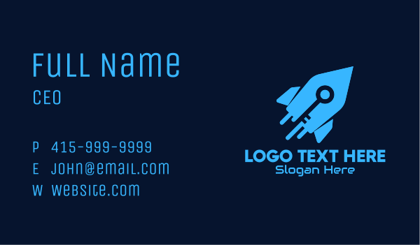 Blue Space Rocket Key Business Card Design Image Preview