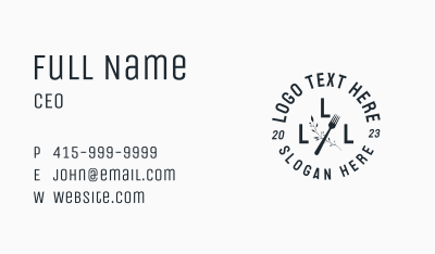 Leaf Restaurant Lettermark Emblem Business Card Image Preview