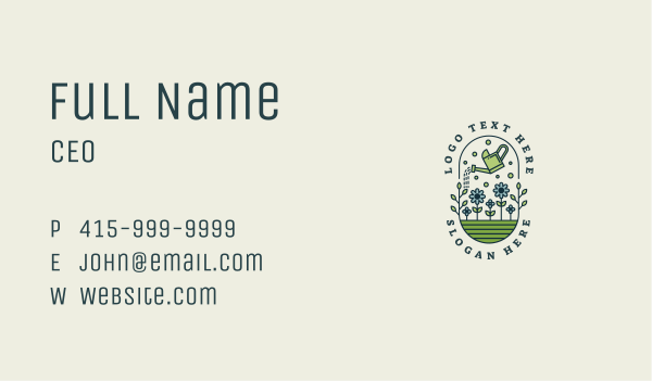 Watering Can Floral Gardening Business Card Design Image Preview