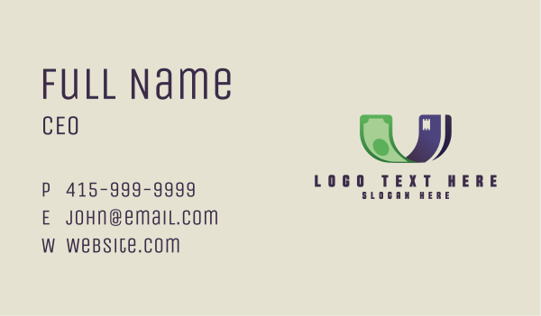 Cash Credit Letter U Business Card Design Image Preview