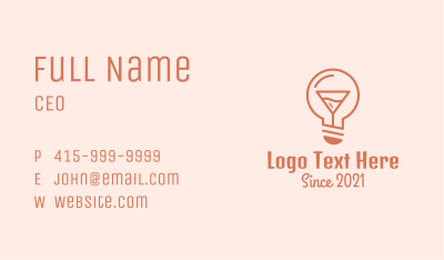 Cocktail Lightbulb  Business Card Image Preview