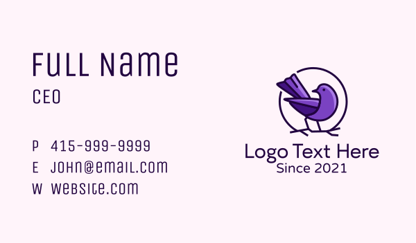 Perched Purple Sparrow  Business Card Design Image Preview