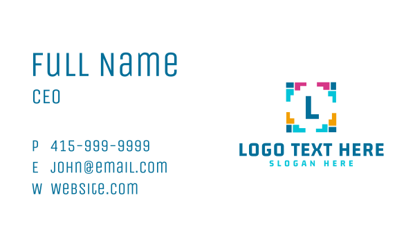 Multi Color Frame Lettermark Business Card Design Image Preview