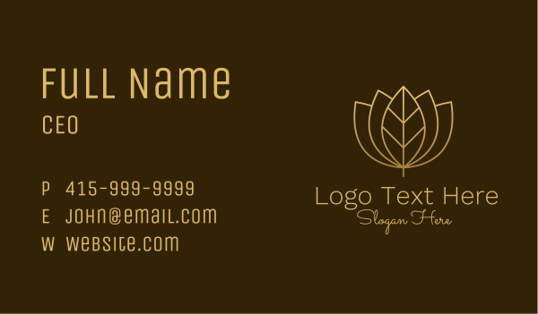 Golden Leaf Lotus Business Card Design Image Preview