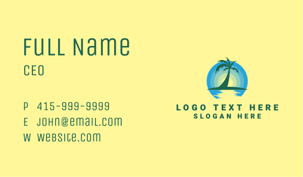 Ocean Sunset Palm Business Card Design Image Preview