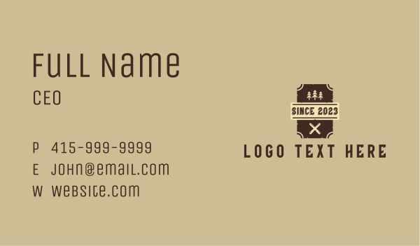 Pine Tree Chisel Carpentry Business Card Design Image Preview