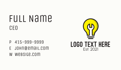 Light Bulb Wrench  Business Card Image Preview