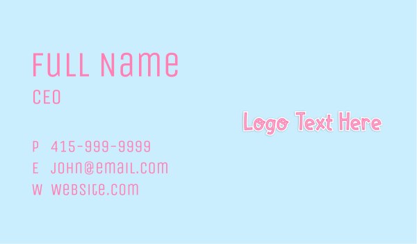 Pink Cartoon Wordmark  Business Card Design Image Preview