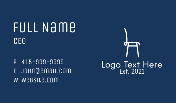 White Furniture Chair  Business Card Design