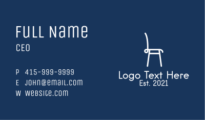 White Furniture Chair  Business Card