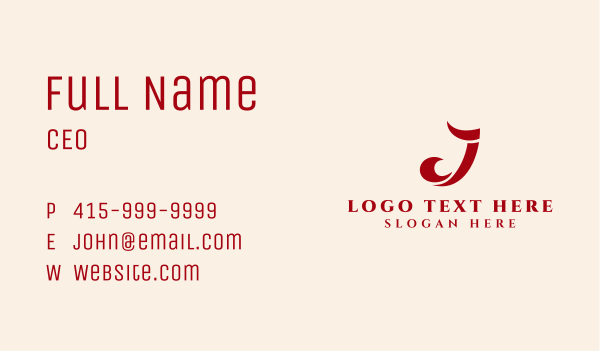 Jewelry Boutique Letter J Business Card Design Image Preview