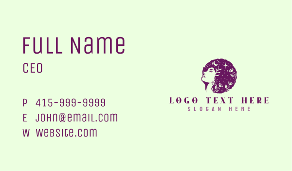 Curly Floral Hair Business Card Design Image Preview