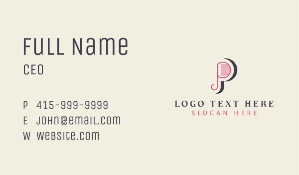 Pianist Musician Letter P Business Card Design Image Preview