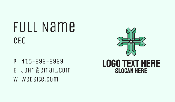 Green 3d Cross Business Card Design Image Preview