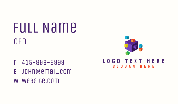 Cube Pixel Block Business Card Design Image Preview