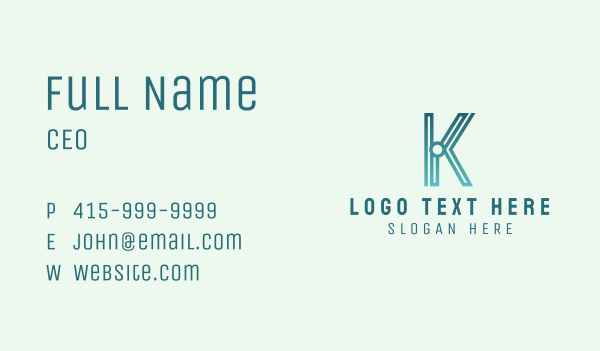Financial Network Letter K Business Card Design Image Preview