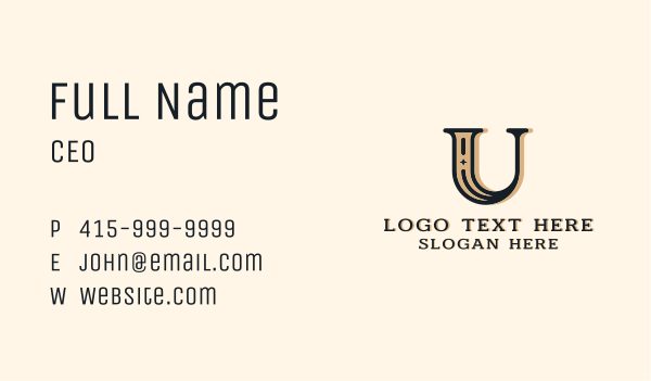 Startup Classic Letter U Business Card Design Image Preview