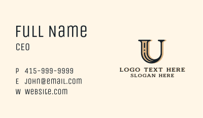 Startup Classic Letter U Business Card Image Preview