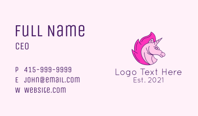 Pink Fantasy Unicorn  Business Card