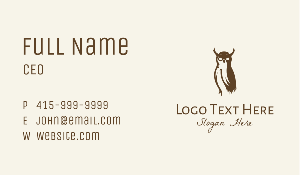 Brown Owl Bird Business Card Design Image Preview