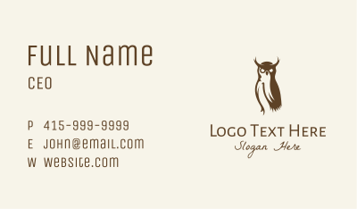 Brown Owl Bird Business Card Image Preview