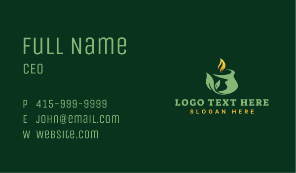 Organic Leaves Candle Business Card Design Image Preview