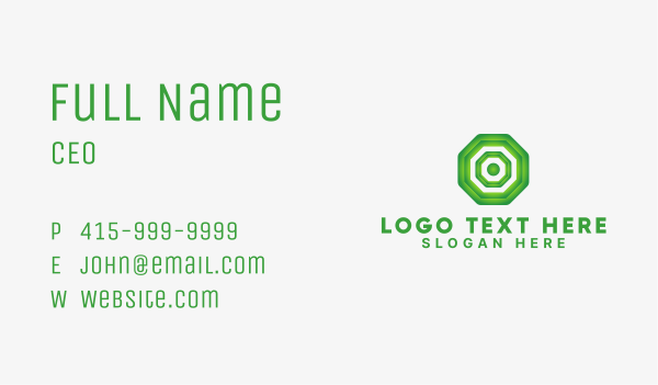 Green Geometric Octagon Business Card Design Image Preview
