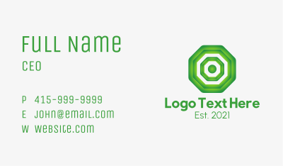 Green Geometric Octagon Business Card