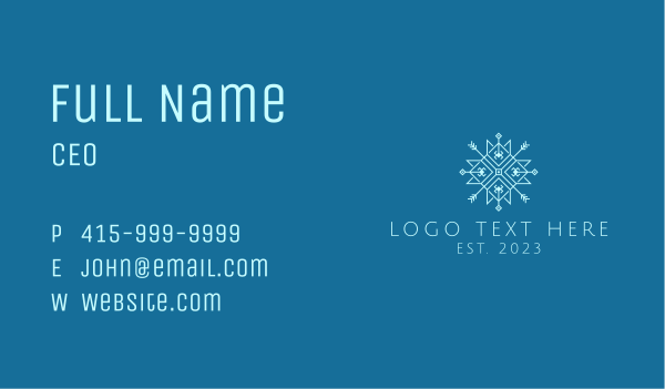 Blue Geometric Snowflake Business Card Design Image Preview