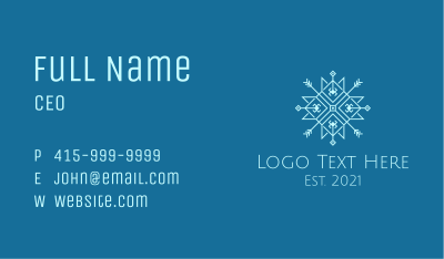 Blue Geometric Snowflake Business Card Image Preview