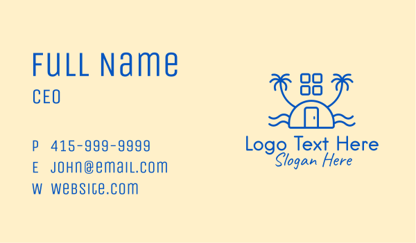 Blue Beach House  Business Card Design Image Preview