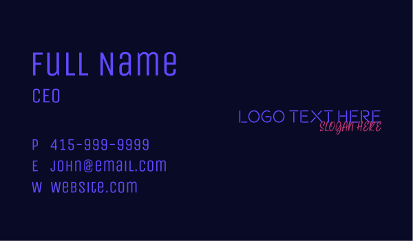 Neon Business Wordmark Business Card Design Image Preview
