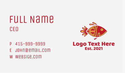 Aztec Tribal Fish  Business Card Image Preview