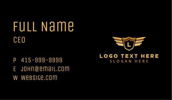 Aviation Shield Wings Business Card Design Image Preview