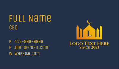 Gold Islamic Letter  Business Card
