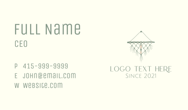 Woven Wall Hanging Macrame  Business Card Design Image Preview