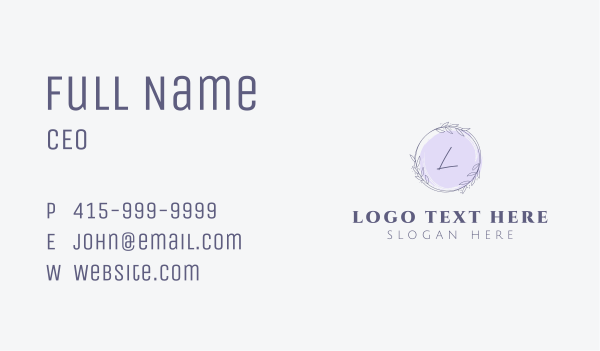 Lavender Watercolor Garland  Business Card Design Image Preview