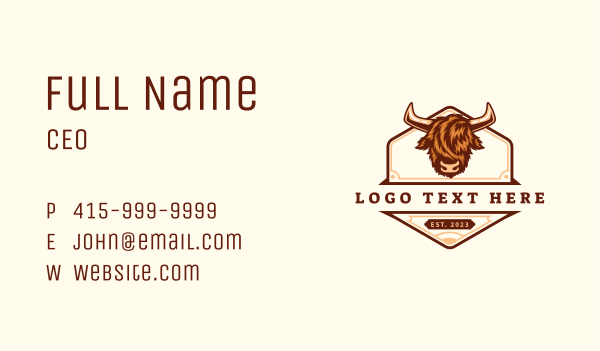 Buffalo Yak Ranch Business Card Design Image Preview