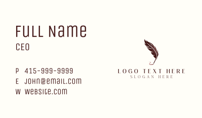 Feather Pen Signature Business Card Image Preview