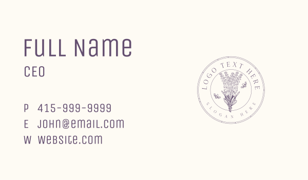 Lavender Flower Bee Business Card Design Image Preview