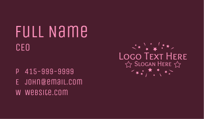 Pink Festive Star Wordmark  Business Card