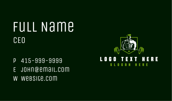 Military Barbell Training Business Card Design Image Preview