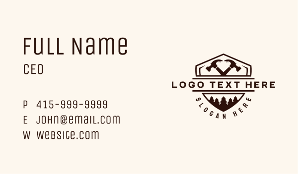 Carpentry Hammer Badge Business Card Design Image Preview