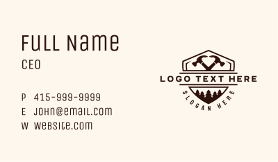 Carpentry Hammer Badge Business Card Image Preview