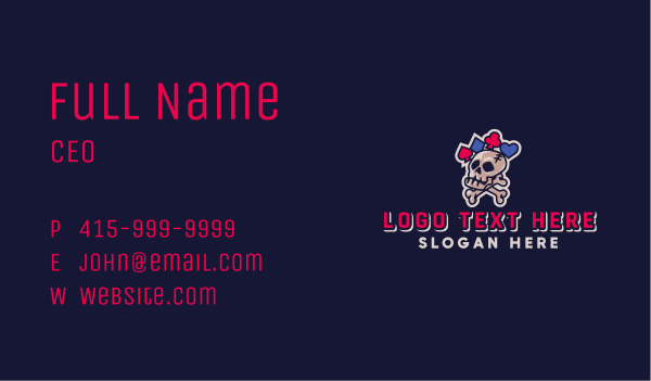 Cartoon Skull Casino  Business Card Design Image Preview