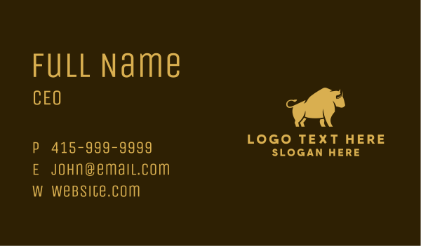 Golden Bull Fighting Business Card Design Image Preview