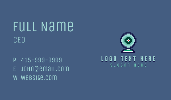 Pixelated Cyber Webcam Business Card Design Image Preview