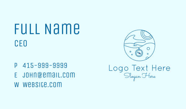 Blue Fishing Compass Business Card Design Image Preview