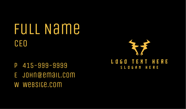 Lightning Bull Horns Business Card Design Image Preview