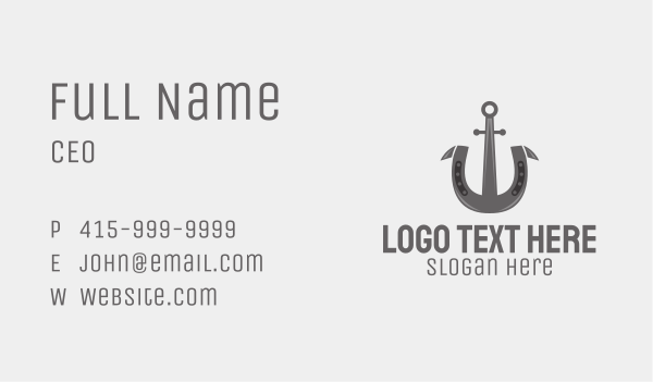 Gray Horseshoe Anchor  Business Card Design Image Preview